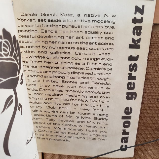 1980s Carole Gerst Katz Textured Floral Art Impasto Oil Painting in Ornate Gold Gilted Wood Frame Signed For Sale - Image 9 of 18