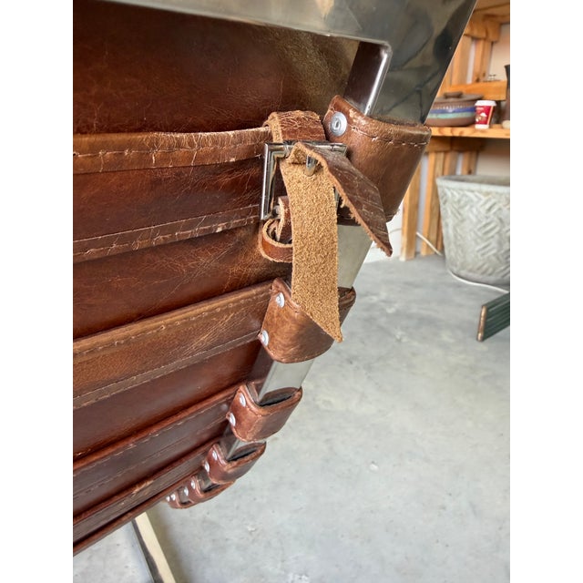 Restoration Hardware Oviedo Brown Leather & Chrome Chaise Lounge For Sale - Image 10 of 12