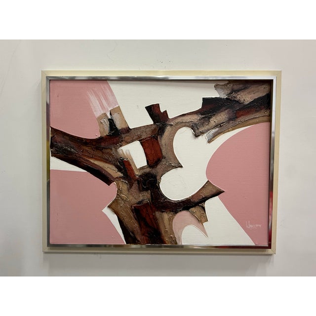 Pink Mid-Century Modern Abstract O/C Oversized Painting on Canvas by Frank Walcutt. For Sale - Image 8 of 12