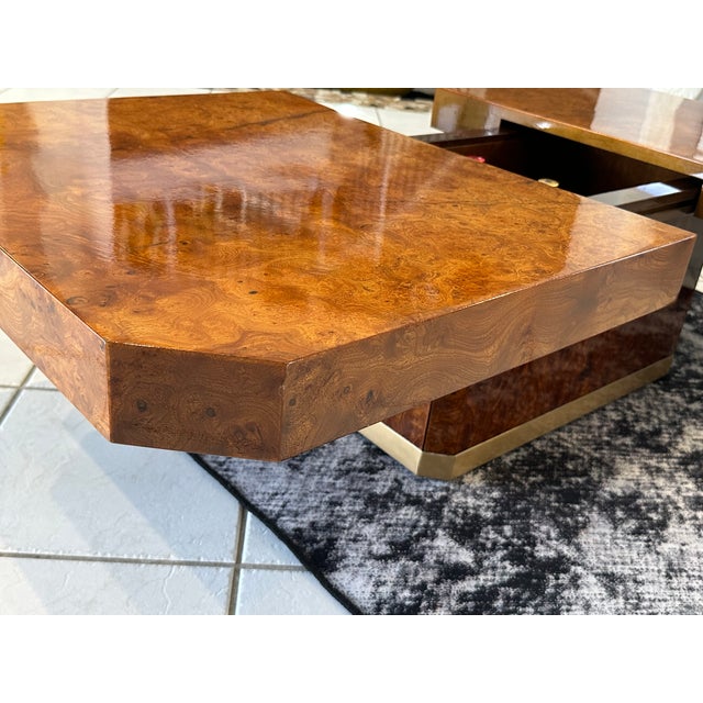 Vintage French Coffee Table in Elm Burl Wood, 1970 For Sale - Image 3 of 18