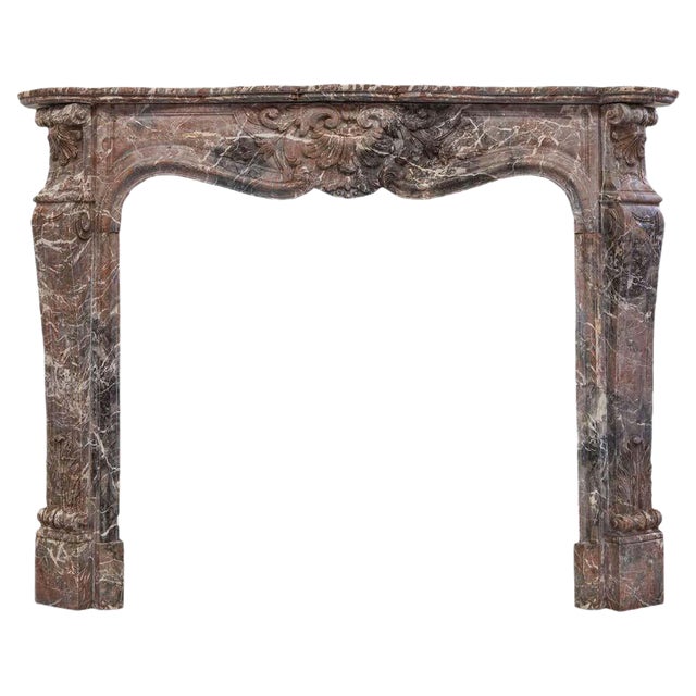 19th Century Louis XV Style Soft Rouge Marble Fireplace Surround For Sale