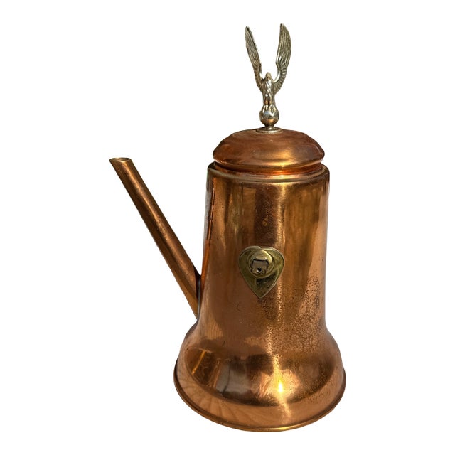 1970s Copper Teapot With Eagle Accent For Sale