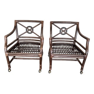 2000s Pair of McGuire Target Back Chairs For Sale
