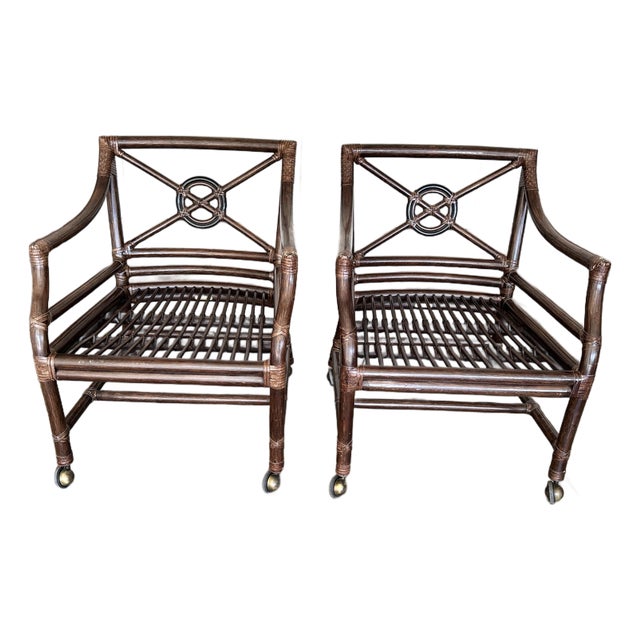 2000s Pair of McGuire Target Back Chairs For Sale