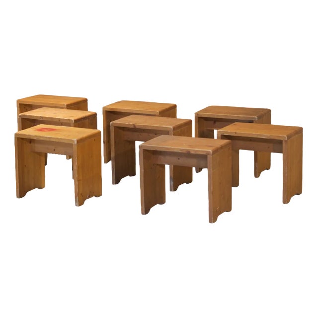 Les Arcs 1600 Stools by Charlotte Perriand, Set of 8 For Sale