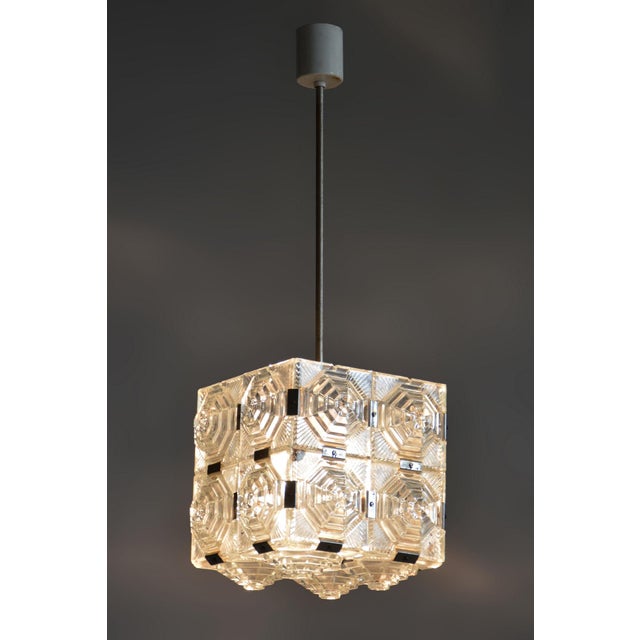 Silver Mid-Century Chandelier in Chrome and Glass by Kamenický Šenov, Czech, 1960s For Sale - Image 8 of 10