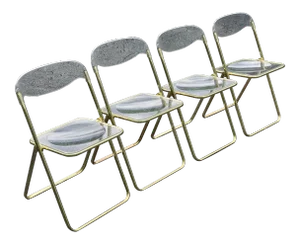 Giancarlo Piretti Style Brass Folding Chairs- Set of 4