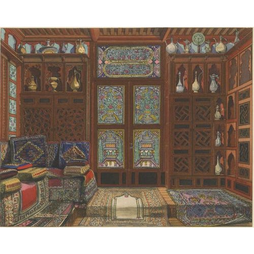 The Oriental Chamber: An Ottoman Interior of Textiles and Carved Wood, 1900s, Color Print For Sale - Image 4 of 9
