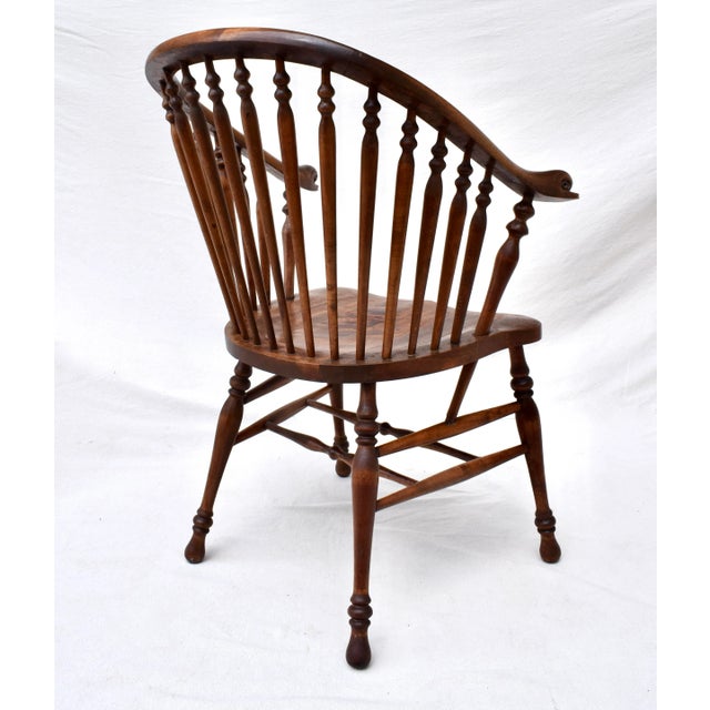 19th C. Windsor Style Accent Chair With Dolphin Head Arms For Sale - Image 9 of 13
