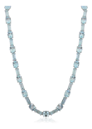 Timeless 16 Inches Wedding Necklace With Oval and Baguette Cut Blue Topaz