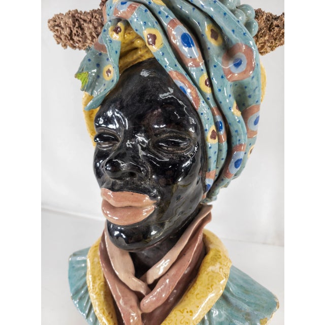 Ceramic Early 20th Century Art Pottery Faience Majolica African American Figure For Sale - Image 7 of 13