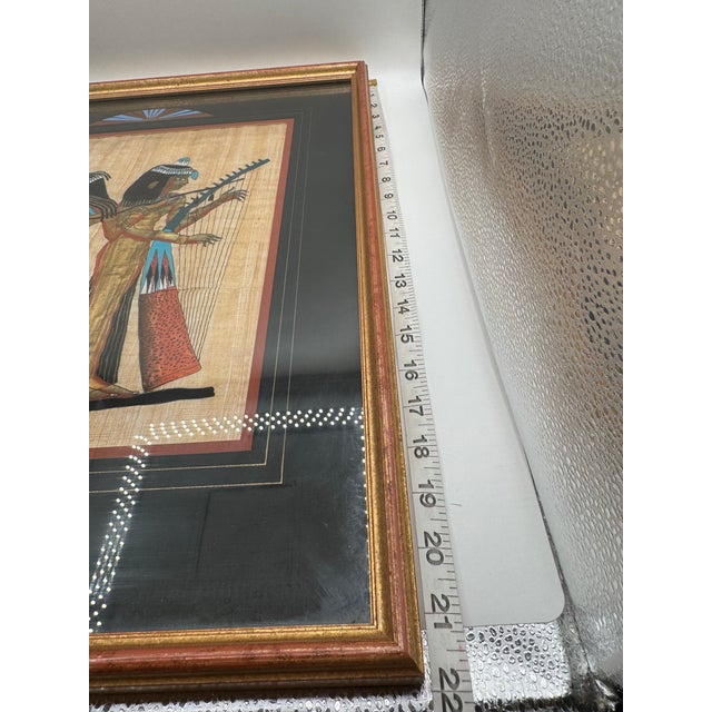 Vintage Late 20th Century Hand-Painted Egyptian Papyrus "Musicians of Amun"-Framed For Sale - Image 9 of 18