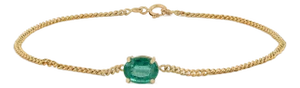 1.53ct Oval Prong Set Emerald Solitaire Chain Bracelet in 14k Yellow Gold