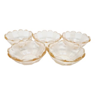 Art Deco Dessert Service from Niemen Glassworks, Poland, 1930s, Set of 5 For Sale