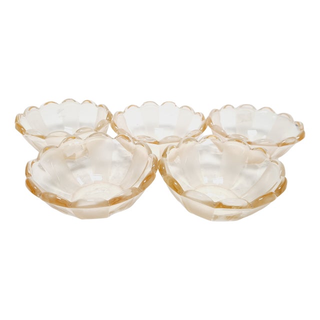 Art Deco Dessert Service from Niemen Glassworks, Poland, 1930s, Set of 5 For Sale
