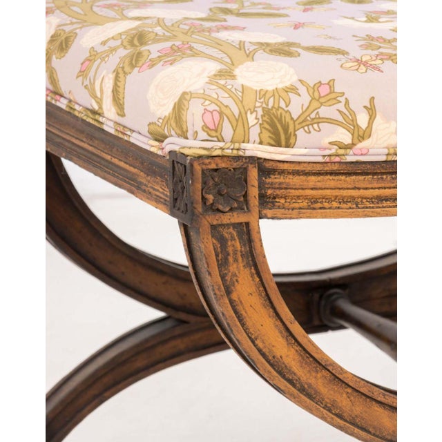18th Century Louis XVI Style Upholstered Curule Stools, Pair For Sale - Image 5 of 6