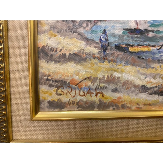 1990s Pair of Impressionist Seaside Paintings Signed Grigah, Framed For Sale - Image 4 of 7