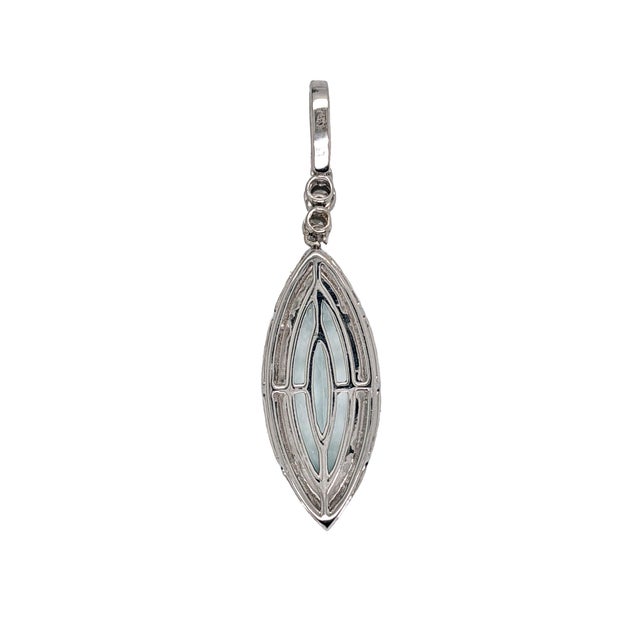 3.25cts Aquamarine Pendant in Solid 14k White Gold W Natural Diamond Accents For Sale - Image 9 of 9