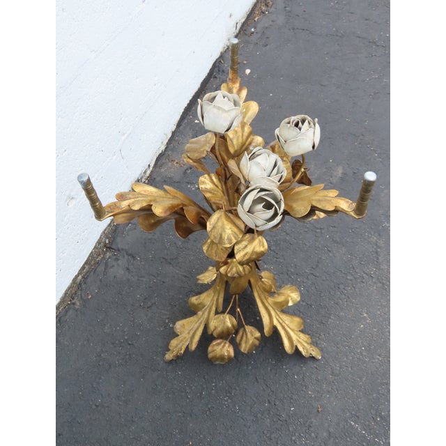 Hollywood Regency Floral and Gold Painted Finish Glass Top Coffee Table 6646 For Sale In Miami - Image 6 of 15
