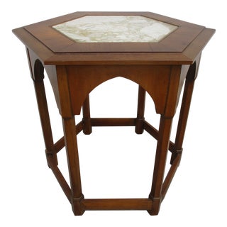 Mid-Century Modern Marble Top Hexagon Side Table For Sale