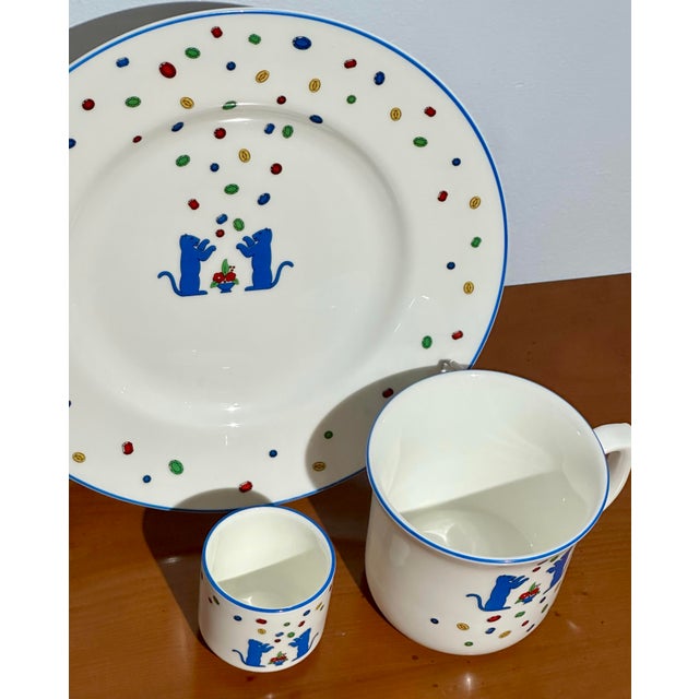 Vintage Cartier La Maison Des Enfants Porcelain Child’s Dining Set – Panther Motif – 1988 For Sale - Image 12 of 12