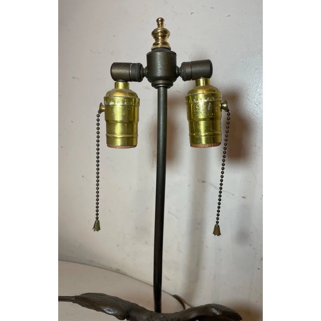 Bronze Antique Patinated Solid Bronze American Bald Eagle Electric Table Lamp Statue For Sale - Image 8 of 13