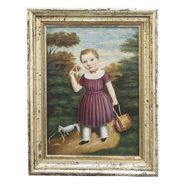 Child with Drum, 1820s, Oil Painting on Canvas For Sale - Image 3 of 3