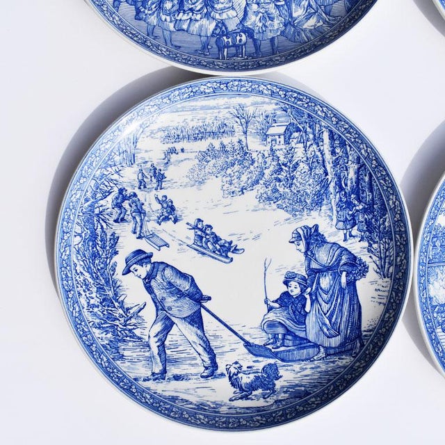 Spode Blue and White Ceramic Christmas Plates Set of 4 Chairish