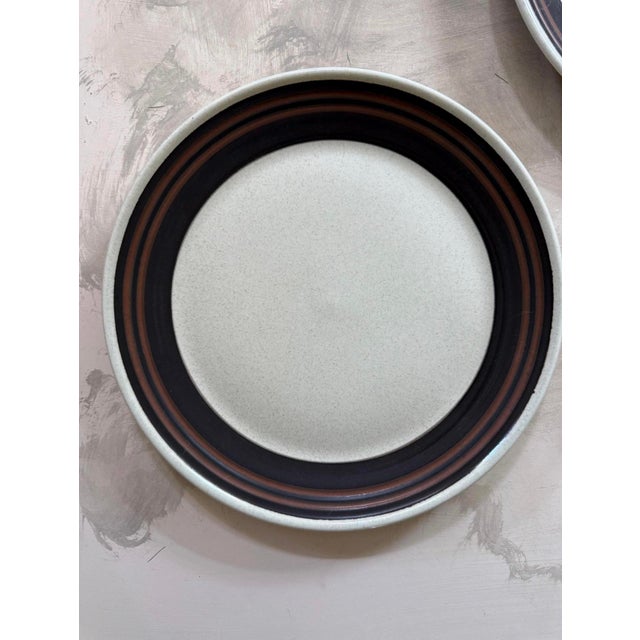 Gorgeous, stoneware, dinner plates, made in England by Royal Doulton, The pattern is called Lambeth. It presents on a...