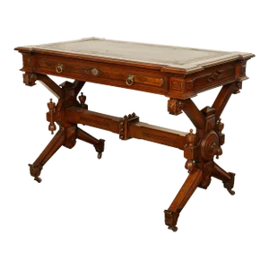 Antique American Walnut Renaissance Revival Aesthetic Movement Desk Table 1875