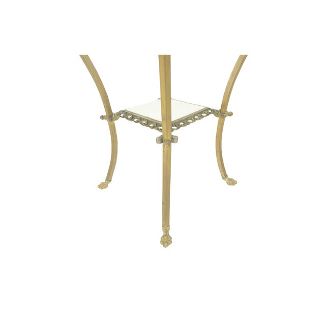 Metal Cast Brass & White Onyx Marble Two Tier Lamp Side Square Occasional Table For Sale - Image 7 of 9