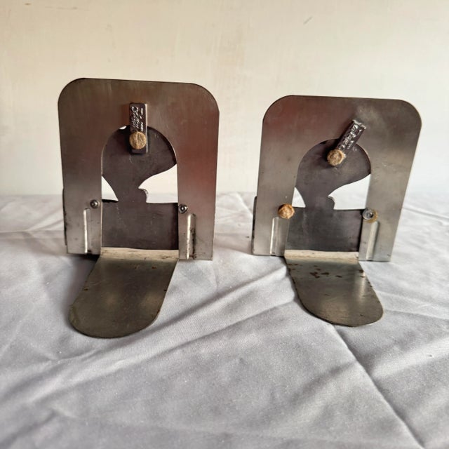 Postmodern 1980s Metzke Pewter Tennis Rackets Bookends- A Pair For Sale - Image 3 of 9
