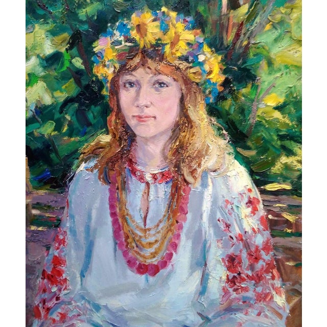 Oil Painting Girl in the Garden Alexander Nikolaevich Cherednichenko For Sale - Image 6 of 6