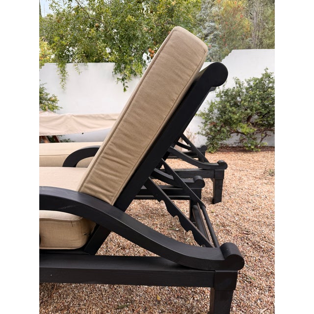 Pair of Ebonized Teak Adjustable Chaises Lounge, Probably Giati Designs For Sale - Image 4 of 7