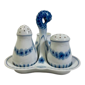 Late 19th Century Antique Bing and Grondahl Empire Plat Menage Porcelain Salt & Pepper Shakers # 52