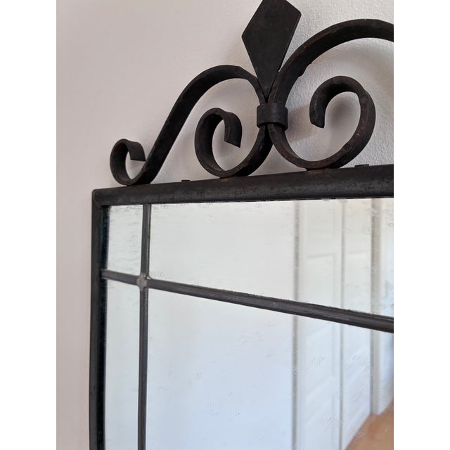 Black Art Deco Black Wrought Iron Wall Mirror, Belgium, 1930s For Sale - Image 8 of 10