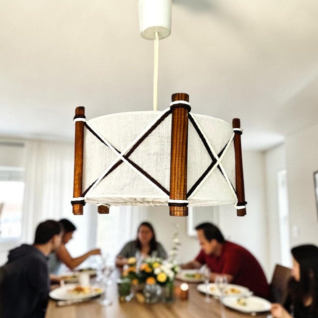 This mid century hanging lamp from the 1960s Scandinavia has been carefully restored to its original beauty. The drum...