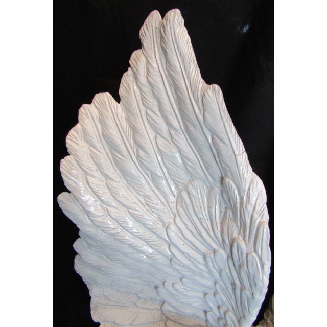 Monumental Italian White Glazed Terra Cotta Eagle Sculpture Circa 1960s For Sale - Image 9 of 17