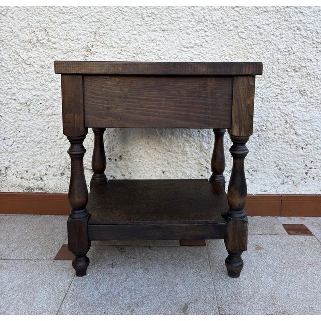 Spanish Castilian Bedside Tables in Wood, 1940s, Set of 2 For Sale - Image 11 of 12
