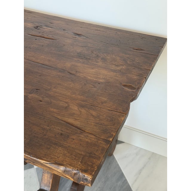 Rustic Spanish Style Solid Wood Console/Sofa Table,hand Carved Legs & Wrought Iron For Sale - Image 4 of 4