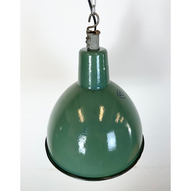 1960s Industrial Green Enamel Factory Pendant Lamp, 1960s For Sale - Image 5 of 16