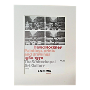 Vintage 1987 David Hockney Art Print w/14x18 Mat: "Paintings, Prints & Drawings"