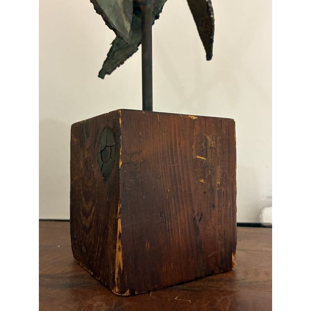 Mid 20th Century Vintage Metal Brutalist Mid-Century Sculpture on Wood Base in the Style of Seff Weidl For Sale In New York - Image 6 of 6