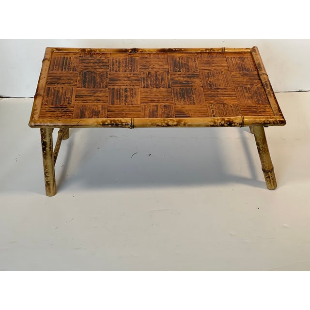 Vintage Tortoise Bamboo Breakfast Lap Tray Folding For Sale - Image 4 of 5