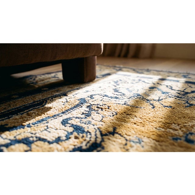 Superlative Beige Open Field With Details Flowers in a Medallion Design Antique Chinese Peking Rug For Sale - Image 14 of 15