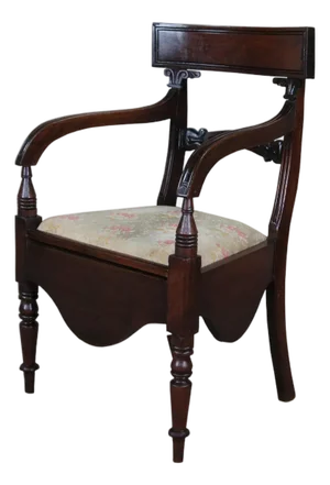 Antique Early 19th C. English Regency Mahogany Commode Arm Chair