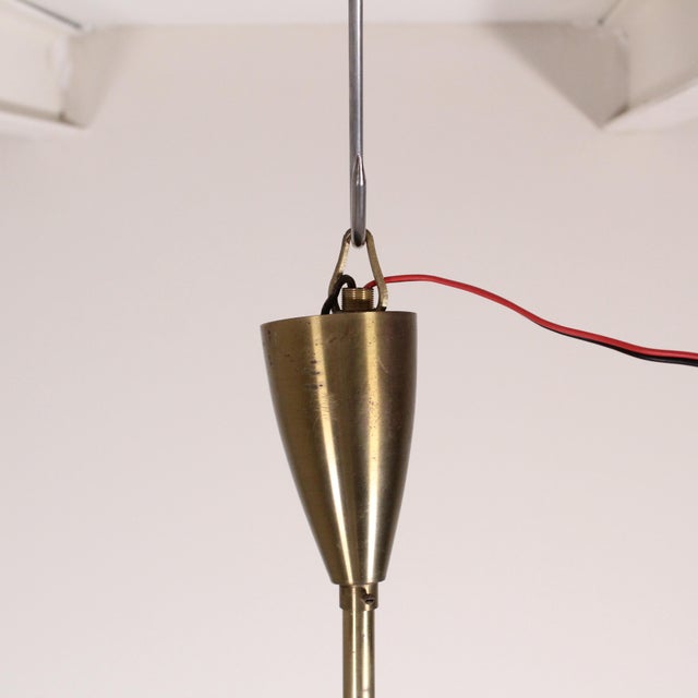 Mid-Century Brass & Black Metal Ceiling Lamp by Oscar Torlasco for Lumi For Sale - Image 9 of 15