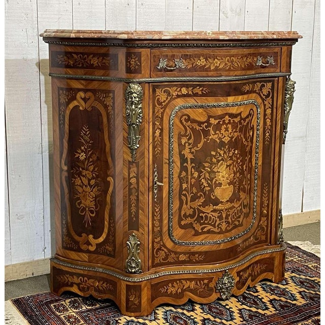 Marquetry Sideboard in Rosewood, Beech and Marble Top, 1970s For Sale - Image 16 of 16