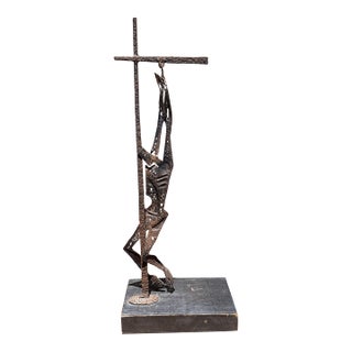 1970s Brutalist Metal Sculpture Savior of Auschwitz by Emaus Mexico For Sale