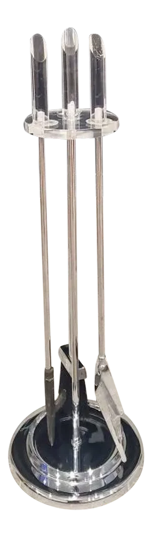 Mid-Century Modern Lucite & Chrome Fireplace Tool Set